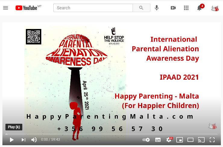 Watch HPm4HC raising awareness around Malta on Parental Alienation